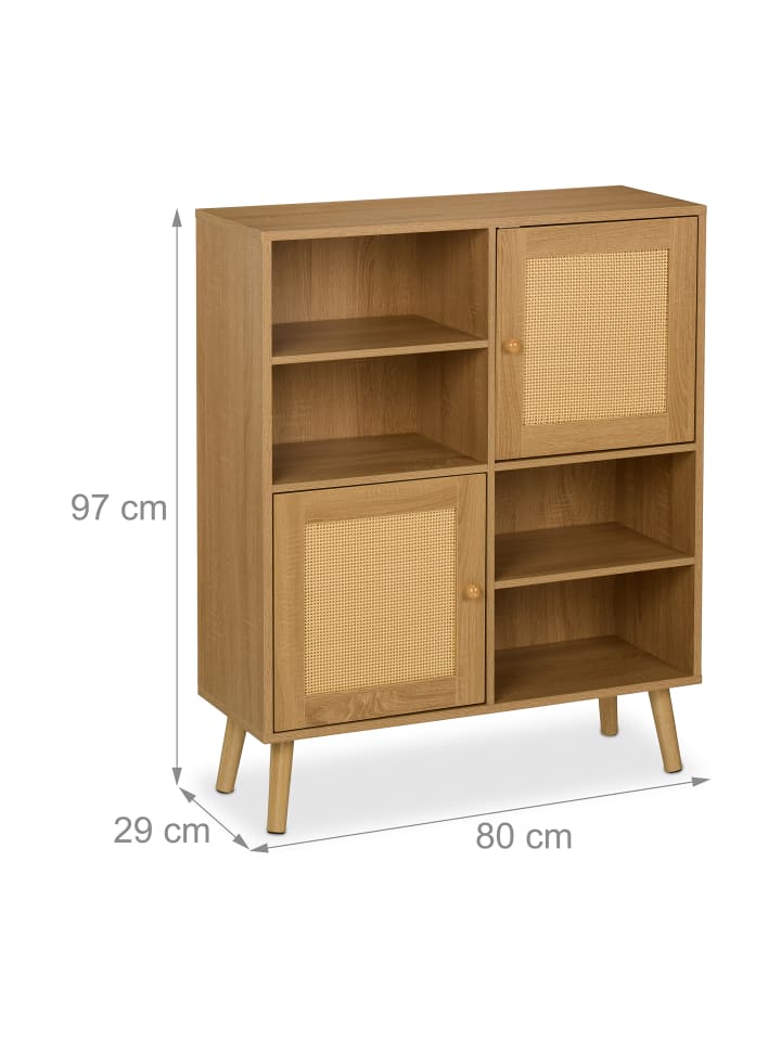 relaxdays Sideboard in Natur - (B)80 x (H)97 x (T)29 cm günstig kaufen onesize