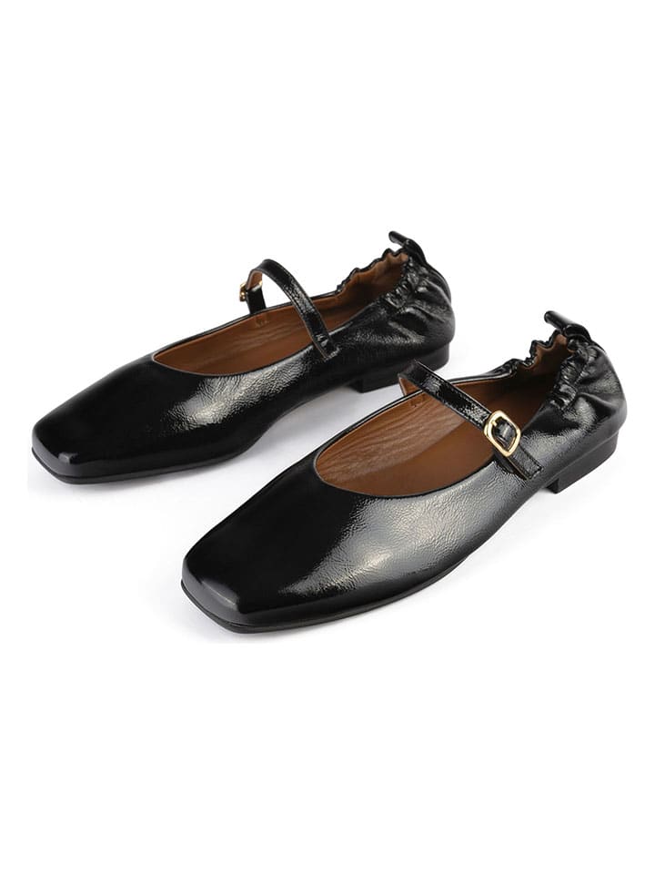 loft37 Leder-Spangenballerinas in Schwarz günstig kaufen