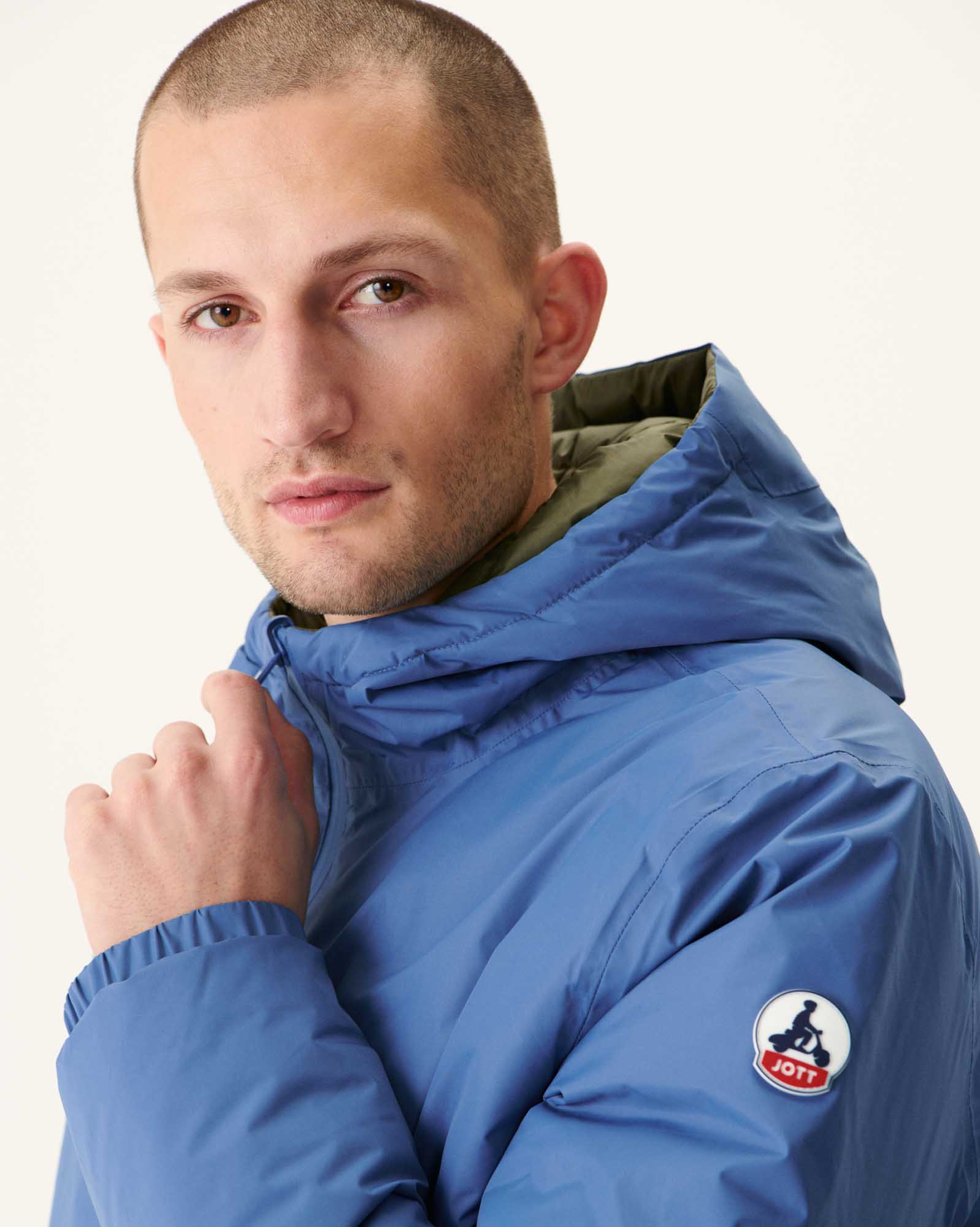 Doudoune longue réversible à capuche Bleu jeans/Army Amsterdam