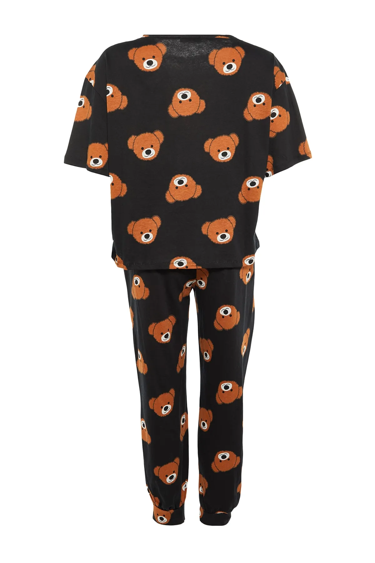 Trendyol Curve  Anthrazitfarbenes Pyjama-Set aus Strick mit Teddybär-Muster TBBAW23AI00039