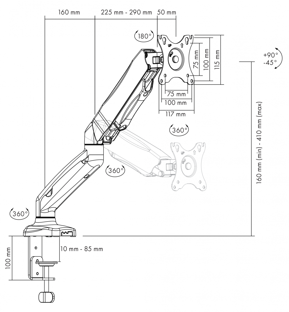 ICY BOX IB-MS303-T, Monitorständer, Tischhalterung für einen Monitor bis zu 32