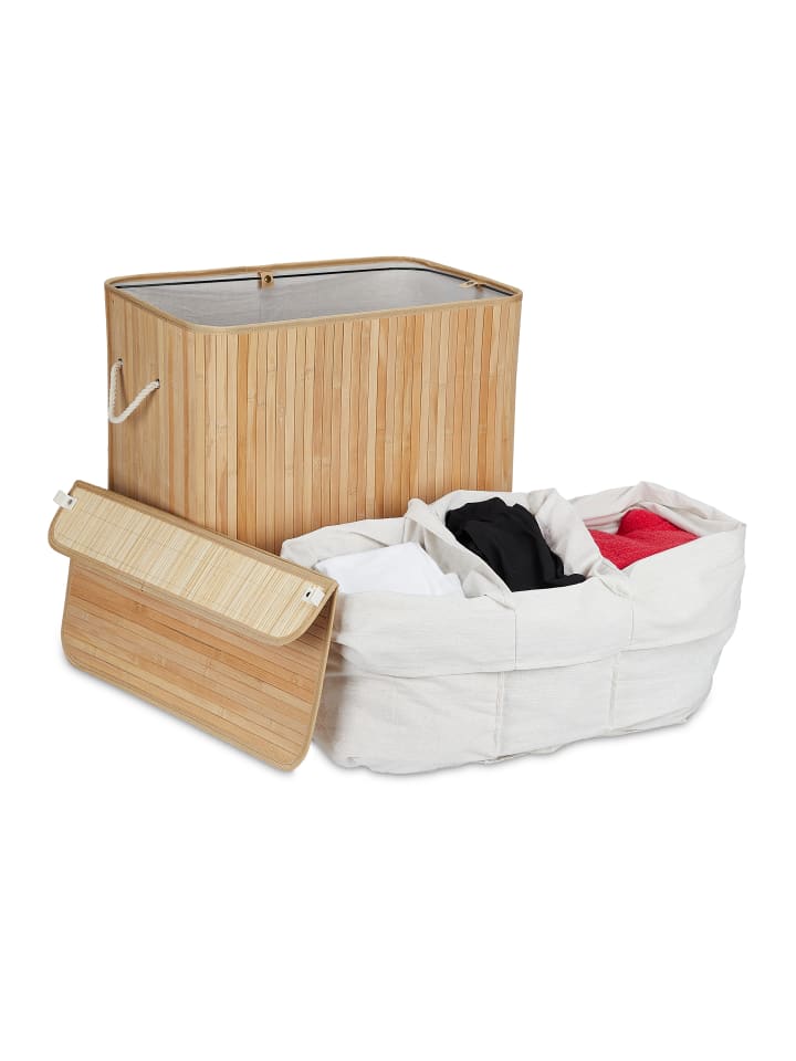 relaxdays Wäschekorb in Natur - (B)62,5 x (H)62 x (T)42,5 cm günstig kaufen onesize
