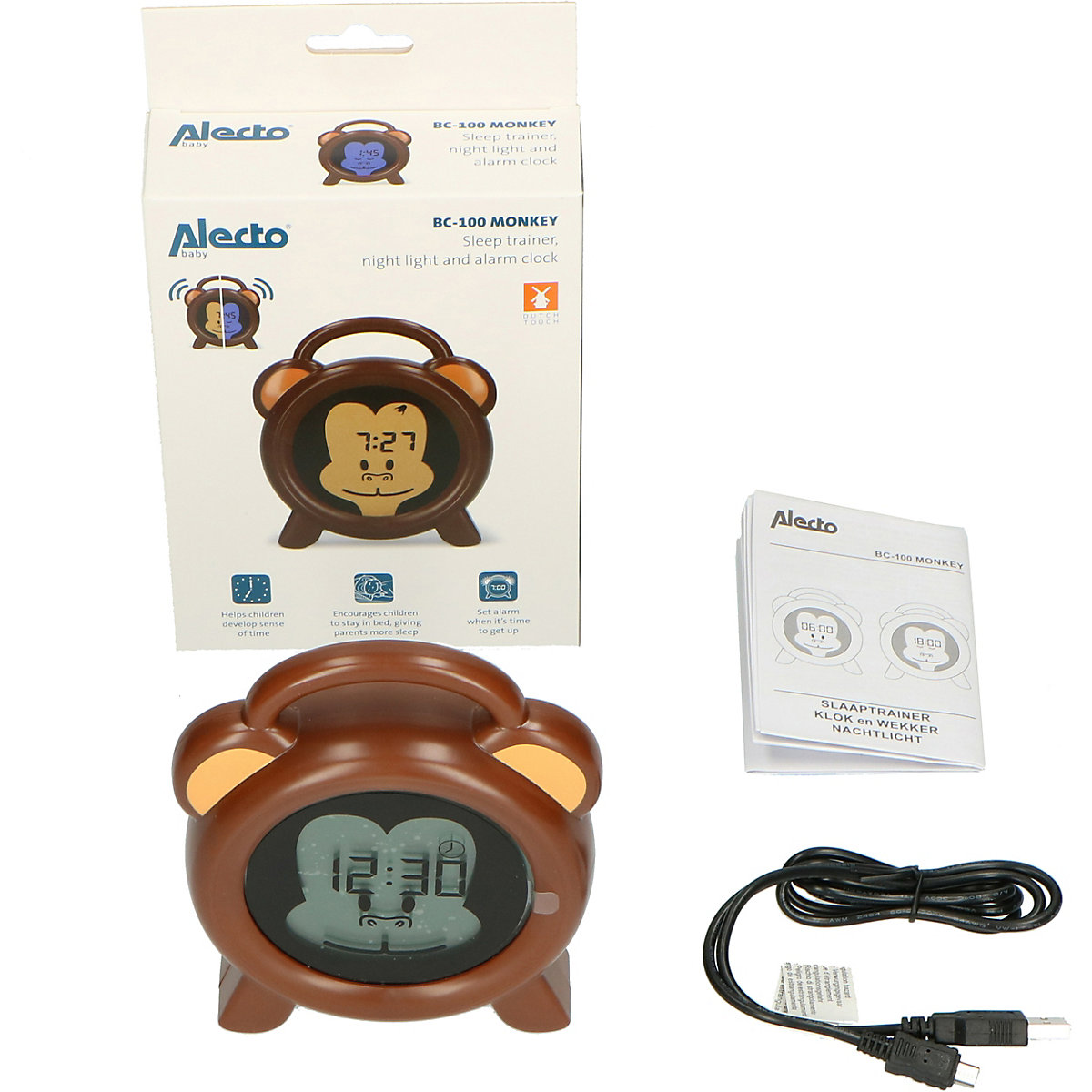 BC-100 Monkey - pädagogischer Schlaftrainer, Nachtlicht und Wecker, Affe