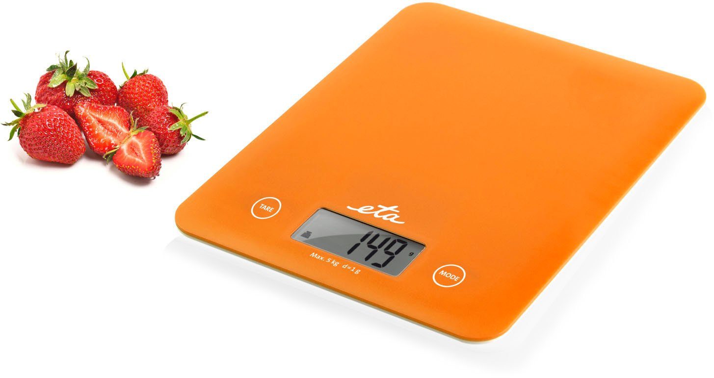 eta Küchenwaage ETA277790030 Lori orange, (1-tlg), bis 5kg, Genauigkeit 1g, LCD-Display, TARE