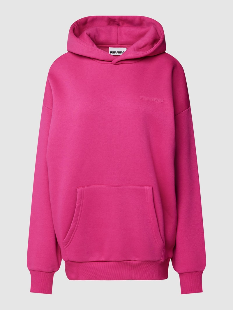Hoodie mit Label-Print in fuchsia