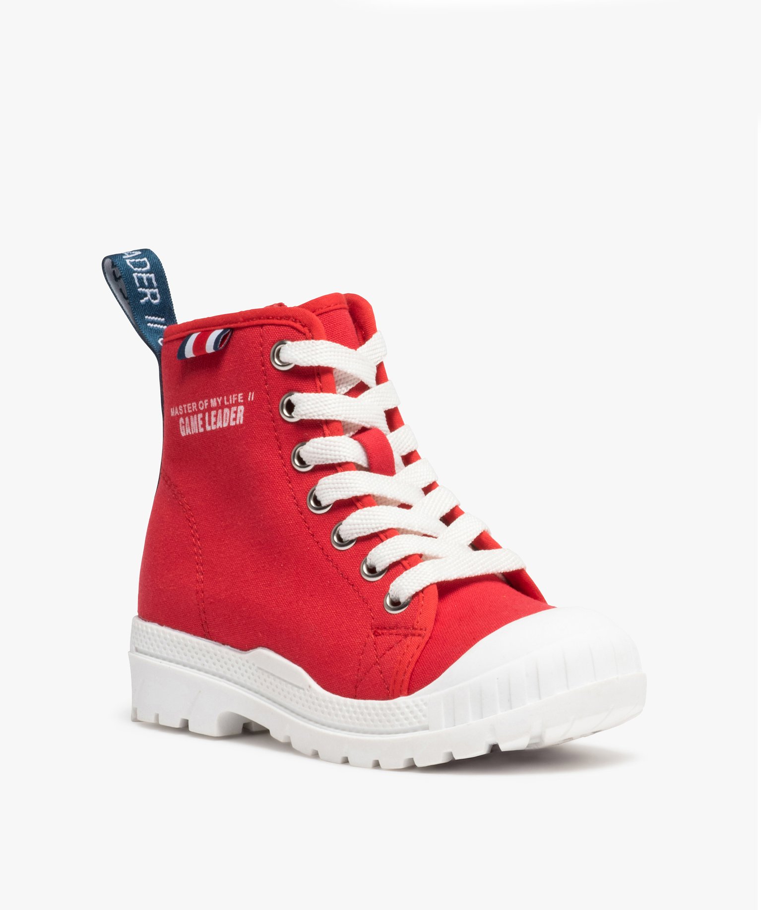 Baskets Garçon semi-montantes en toile unie rouge | GEMO