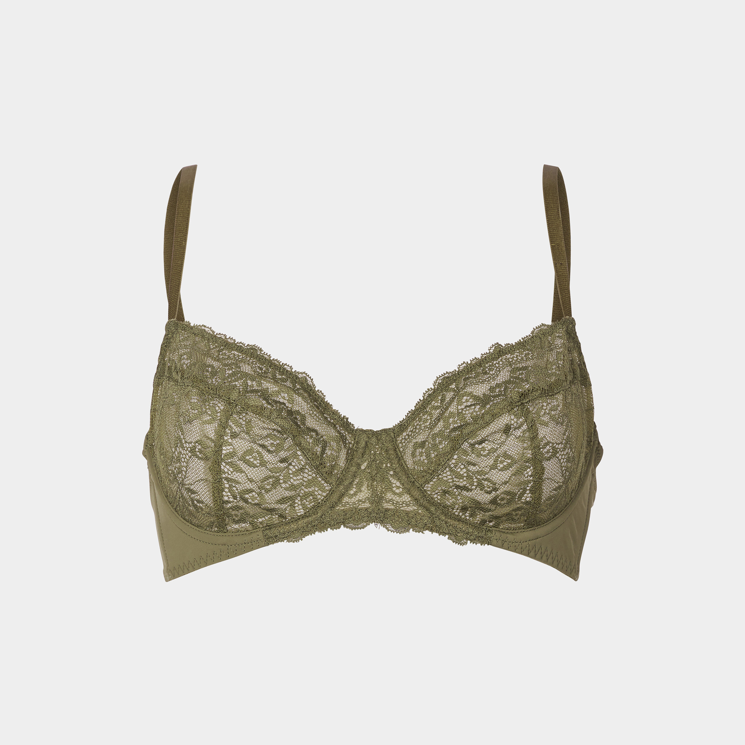 Soutien-gorge emboîtant micro dentelle vert kaki femme | La Halle