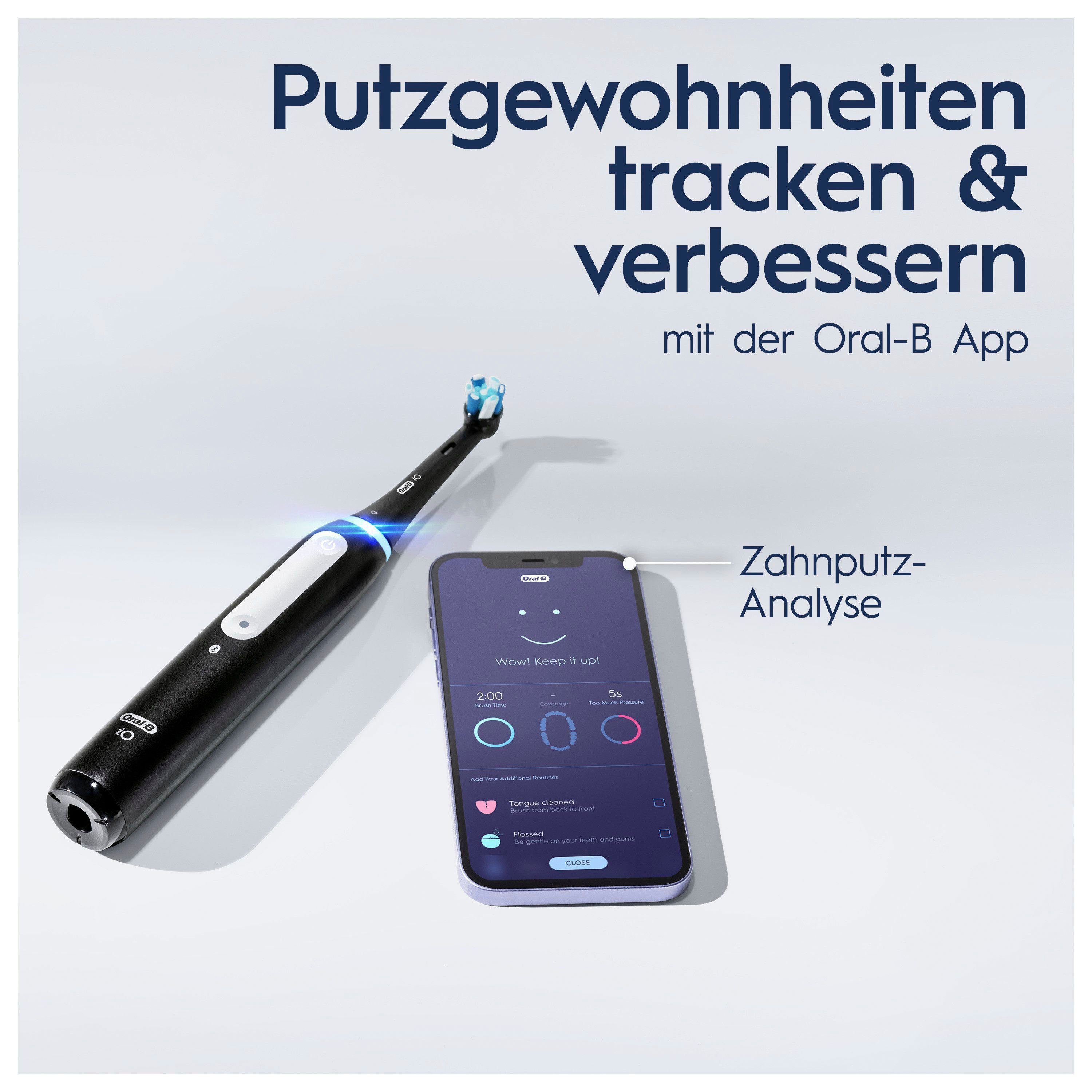 Oral-B Elektrische Zahnbürste iO 4, Aufsteckbürsten: 1 St., mit Magnet-Technologie, 4 Putzmodi, Reiseetui