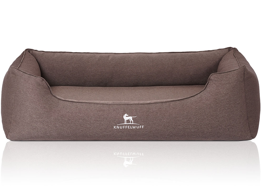 Knuffelwuff Hundebetten Knuffelwuff Orthopädisches Hundebett Leano aus Velours mit Handwebcharakter braun XXL