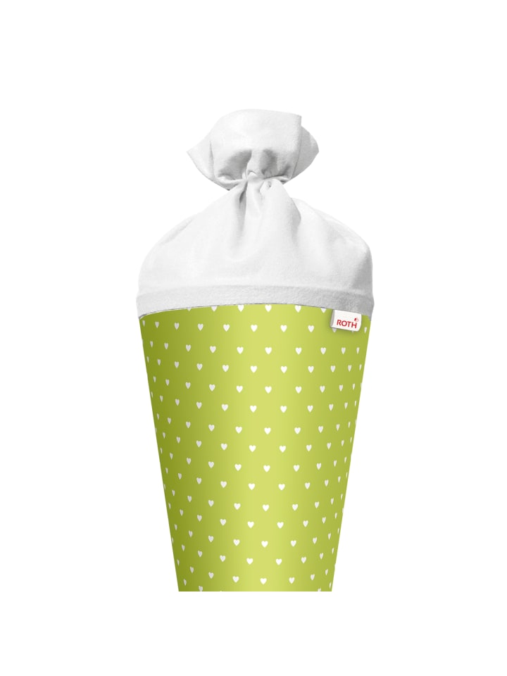 ROTH Bastel-Schultüte groß hellgrün weiße Herzen 70 cm in Grün günstig kaufen onesize