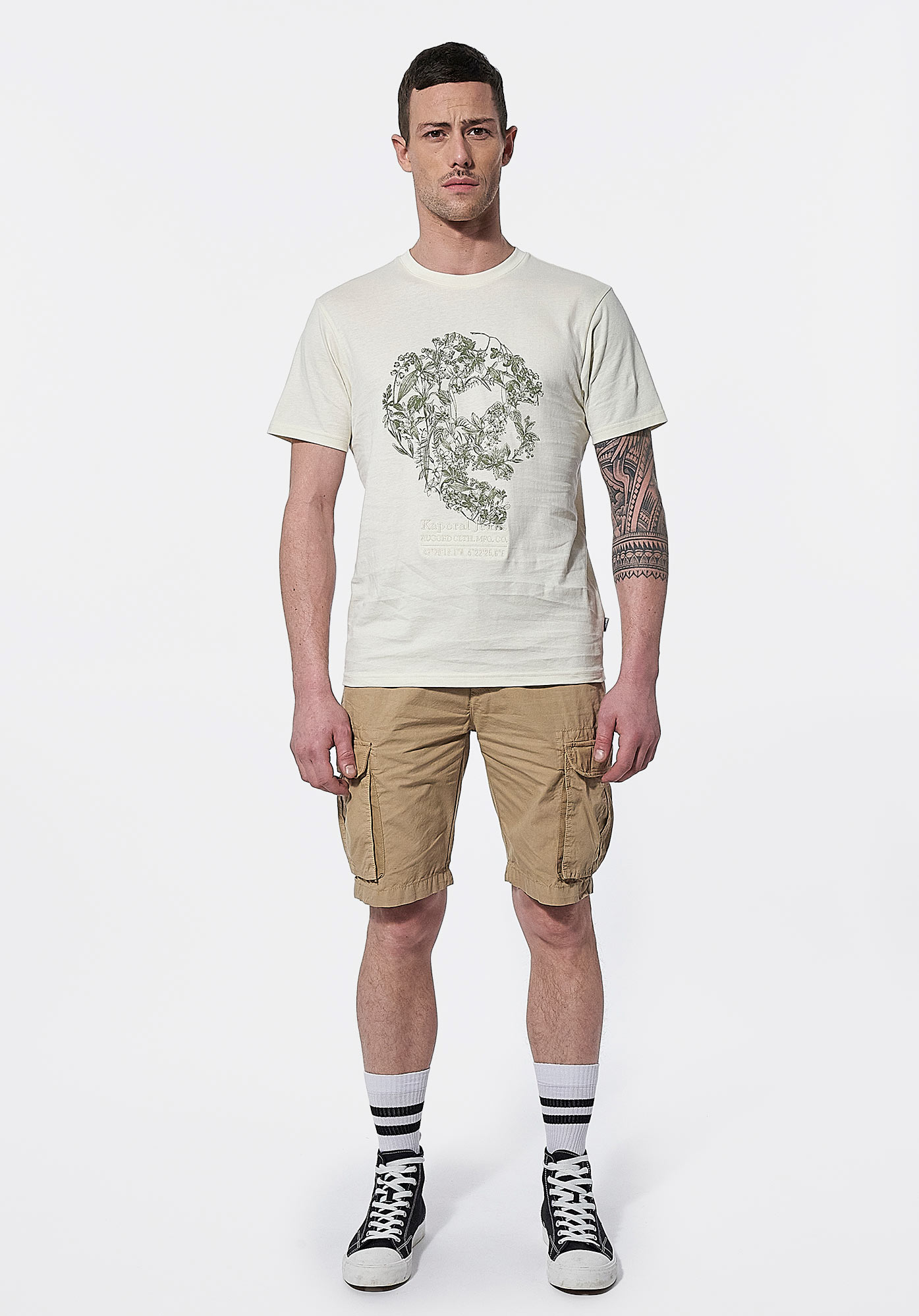 CORTO  T-shirt beige tête de mort Homme en  100% coton bio
