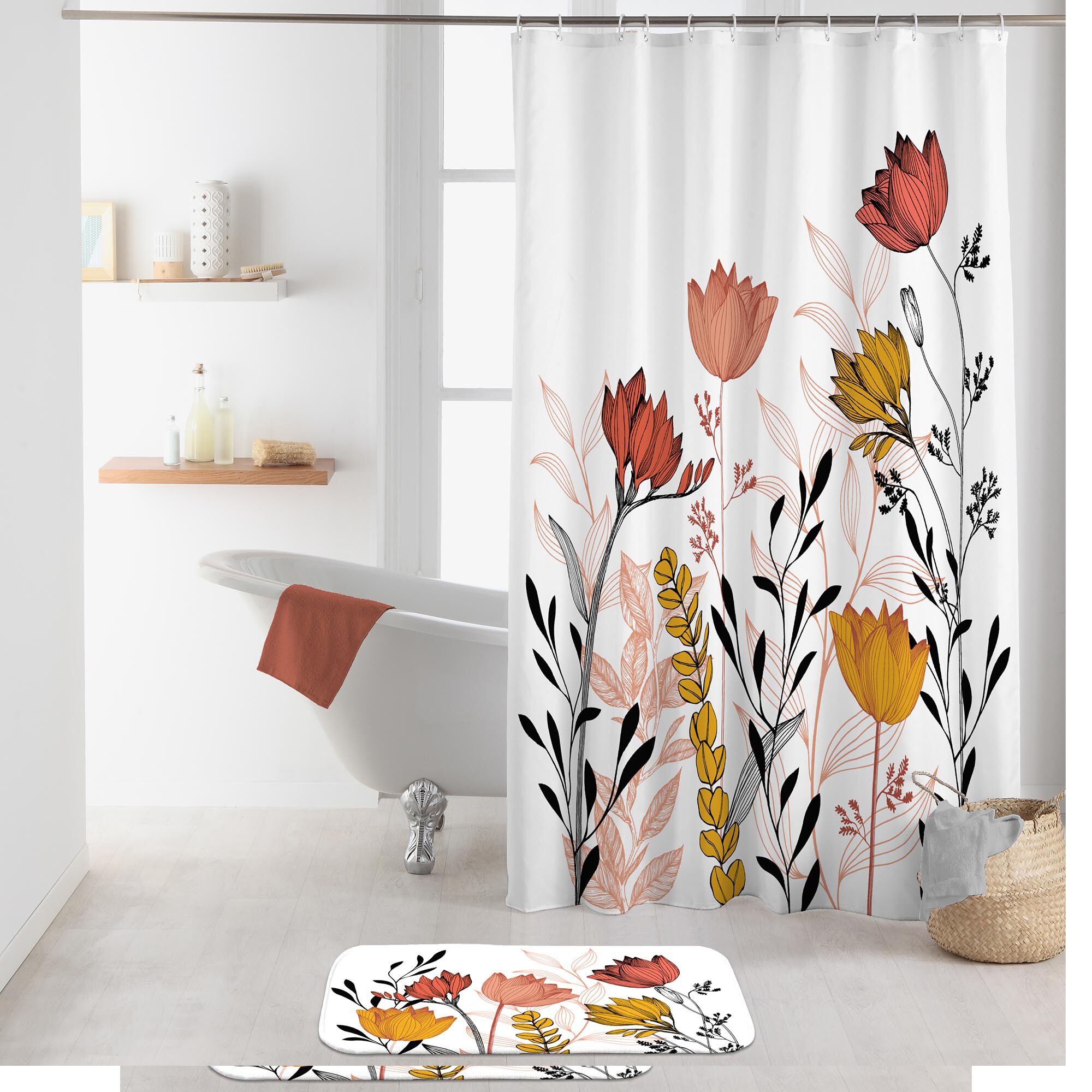 Rideau de douche imprimé fleurs