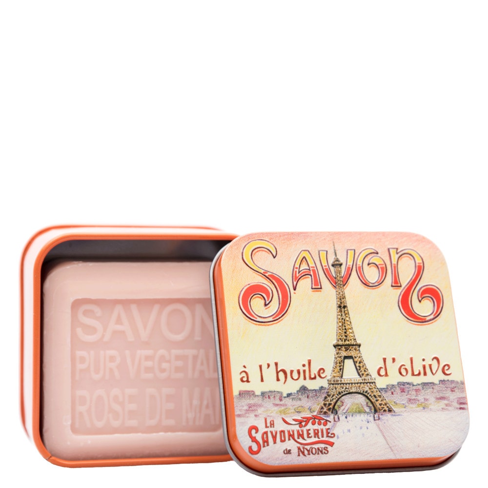 La savonnerie de nyons Savon 100g Rose de Mai et Boîte Métal Tour Eiffel Savon