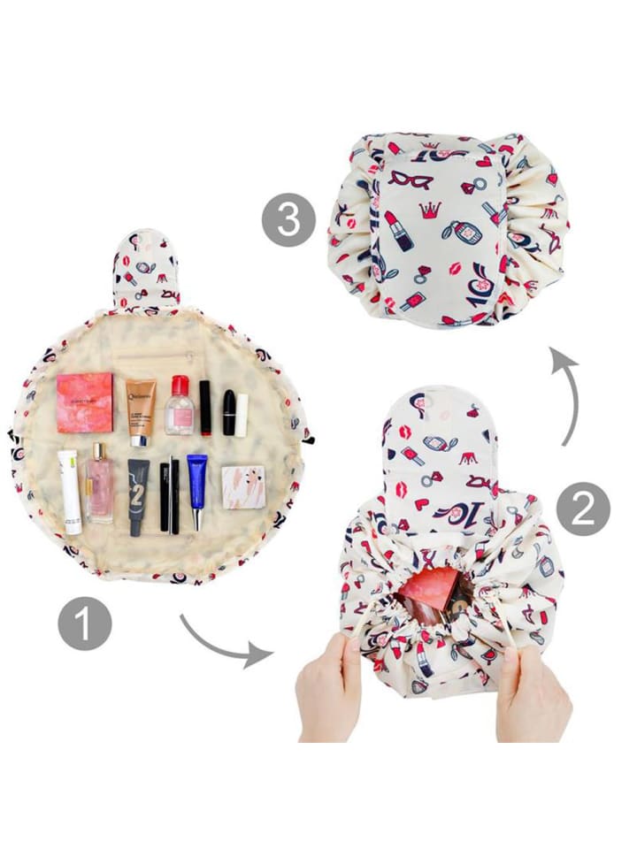 Intirilife One Step Kulturbeutel mit Kordel in CREME GIRLY MOTIV günstig kaufen onesize