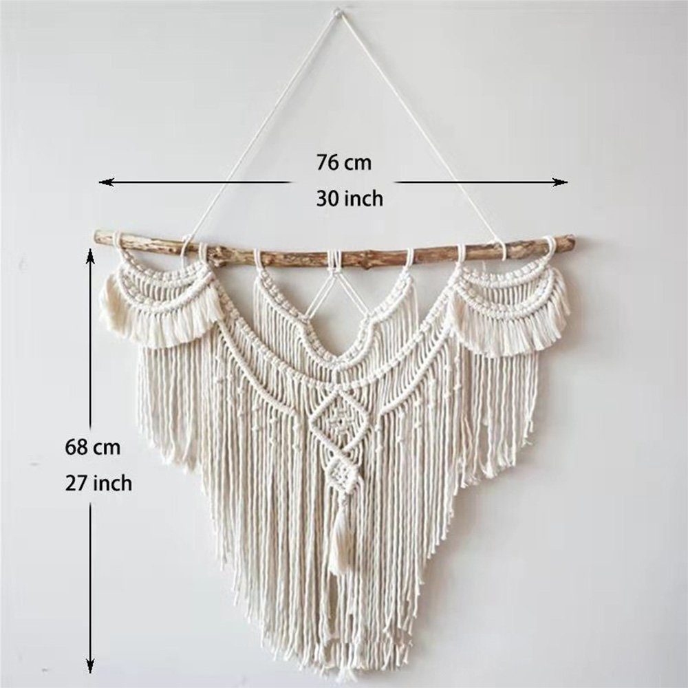Wandteppich Wandbehang Makramee Natürliches Treibholz Wanddekor 76*68cm, FELIXLEO