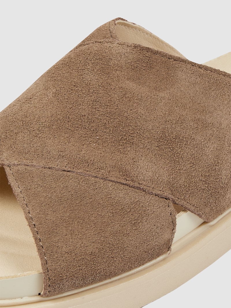 Pantolette aus Leder Modell 'Erin' in olivgrün