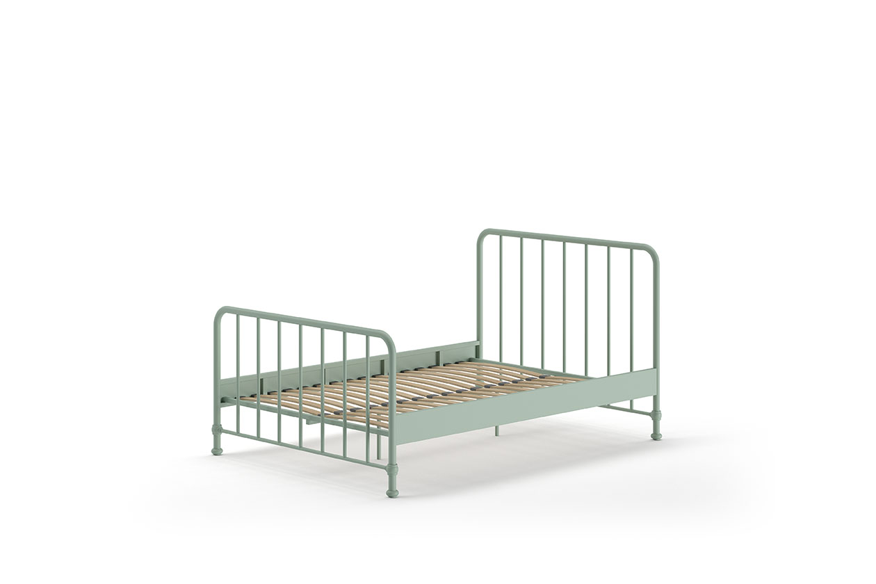 VIPACK Jugendbett BRONXX mit Liegefläche 140 xx 200 cm, Ausf. Metall Olivegrün matt