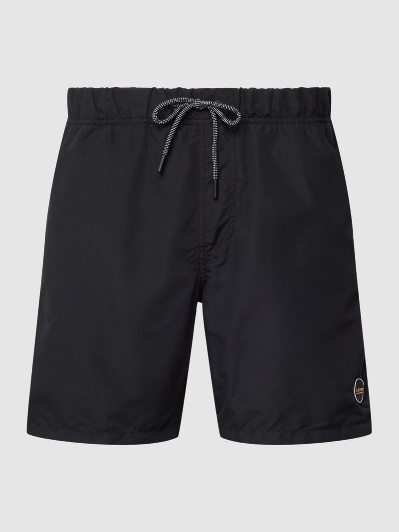 Badehose mit Label-Patch in schwarz