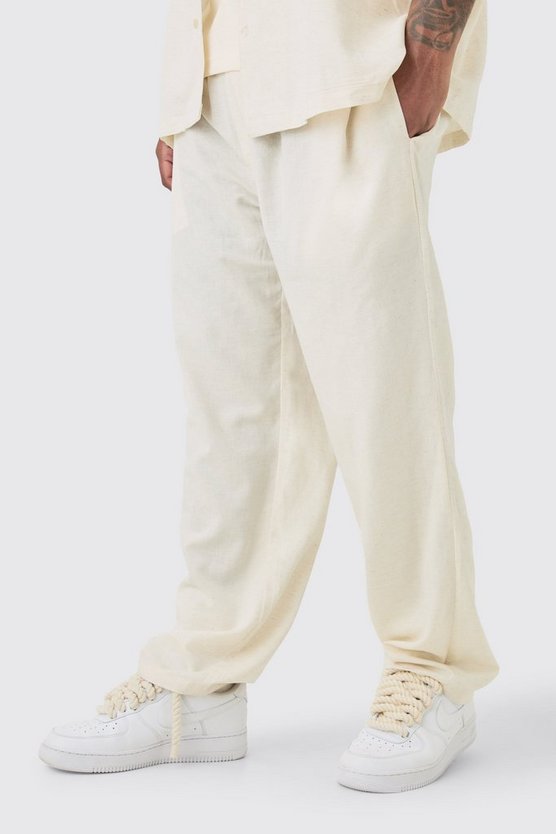 Plus lockere Leinen-Hose mit elastischem Bund
