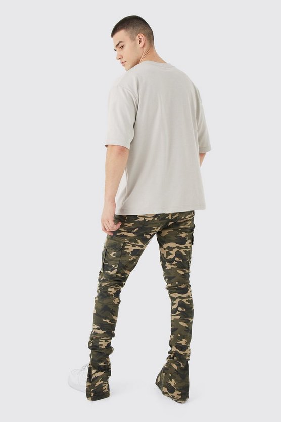 Tall Skinny Camouflage Cargo-Hose mit geteiltem Saum