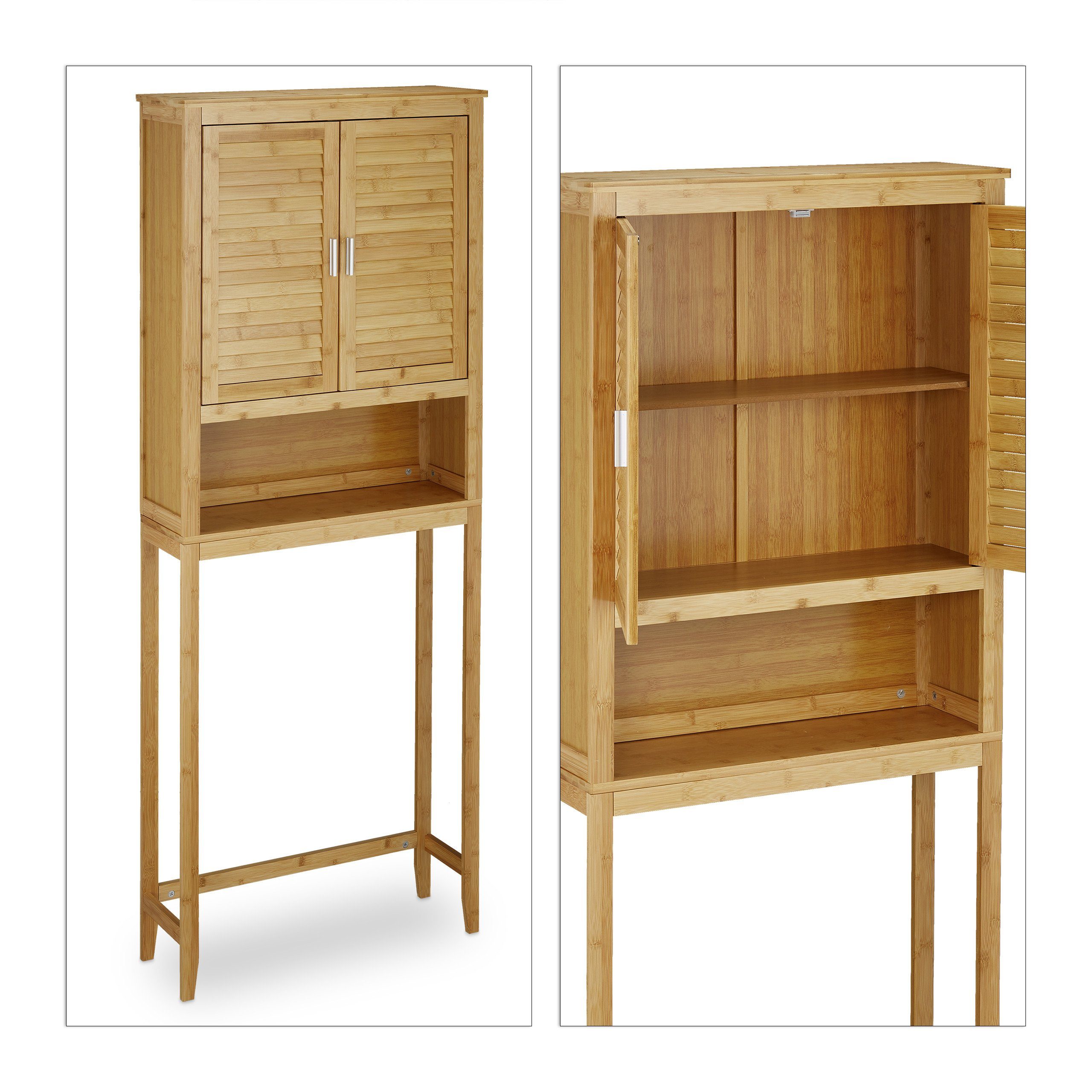 relaxdays Waschmaschinenumbauschrank Waschmaschinenschrank LAMELL Bambus