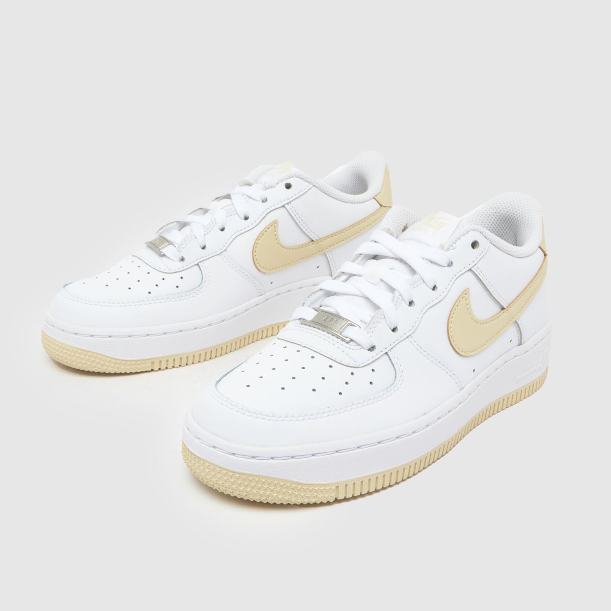Nike vita & beige Air Force 1 Pojkar Barnskor