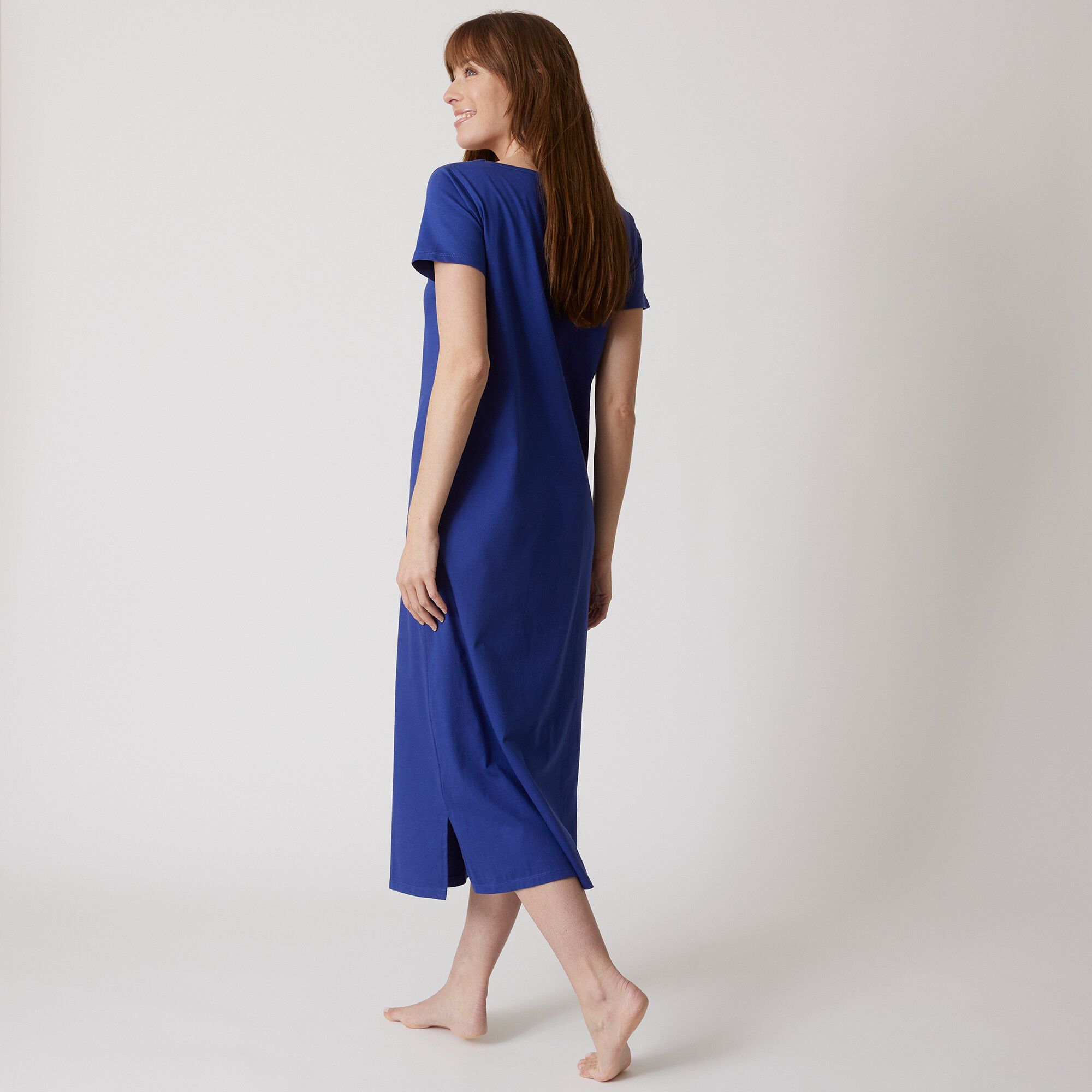 Chemise de nuit longue manches courtes motif «rosaces »