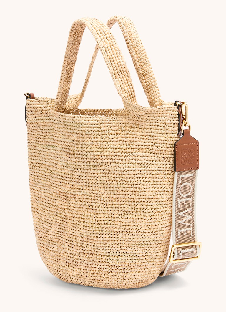 LOEWE Raffia -olkalaukku vasikannahkaisilla yksityiskohdilla