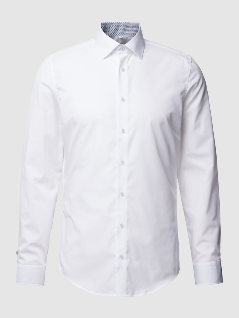 Slim Fit Business-Hemd mit Kentkragen in weiß