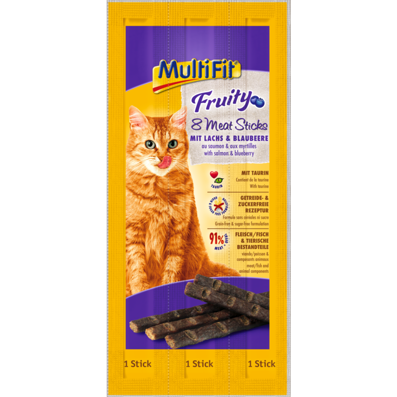 MultiFit Snacks MultiFit Fruity Meat Sticks 7x8x5g Lachs & Blaubeere