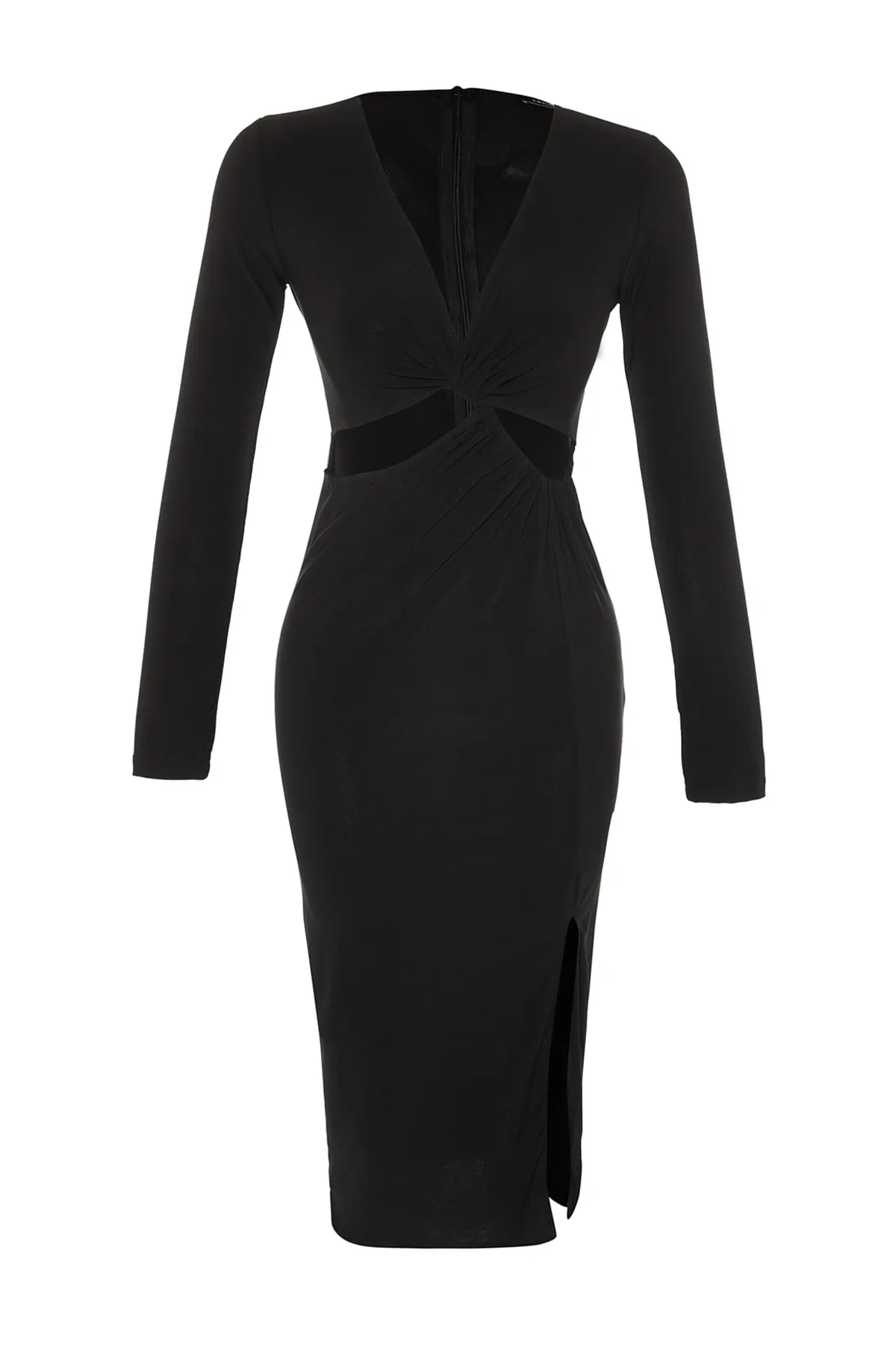 Trendyol Collection  Schwarzes, detailliertes, elegantes Abendkleid mit Ausschnitten TPRAW23EL00121