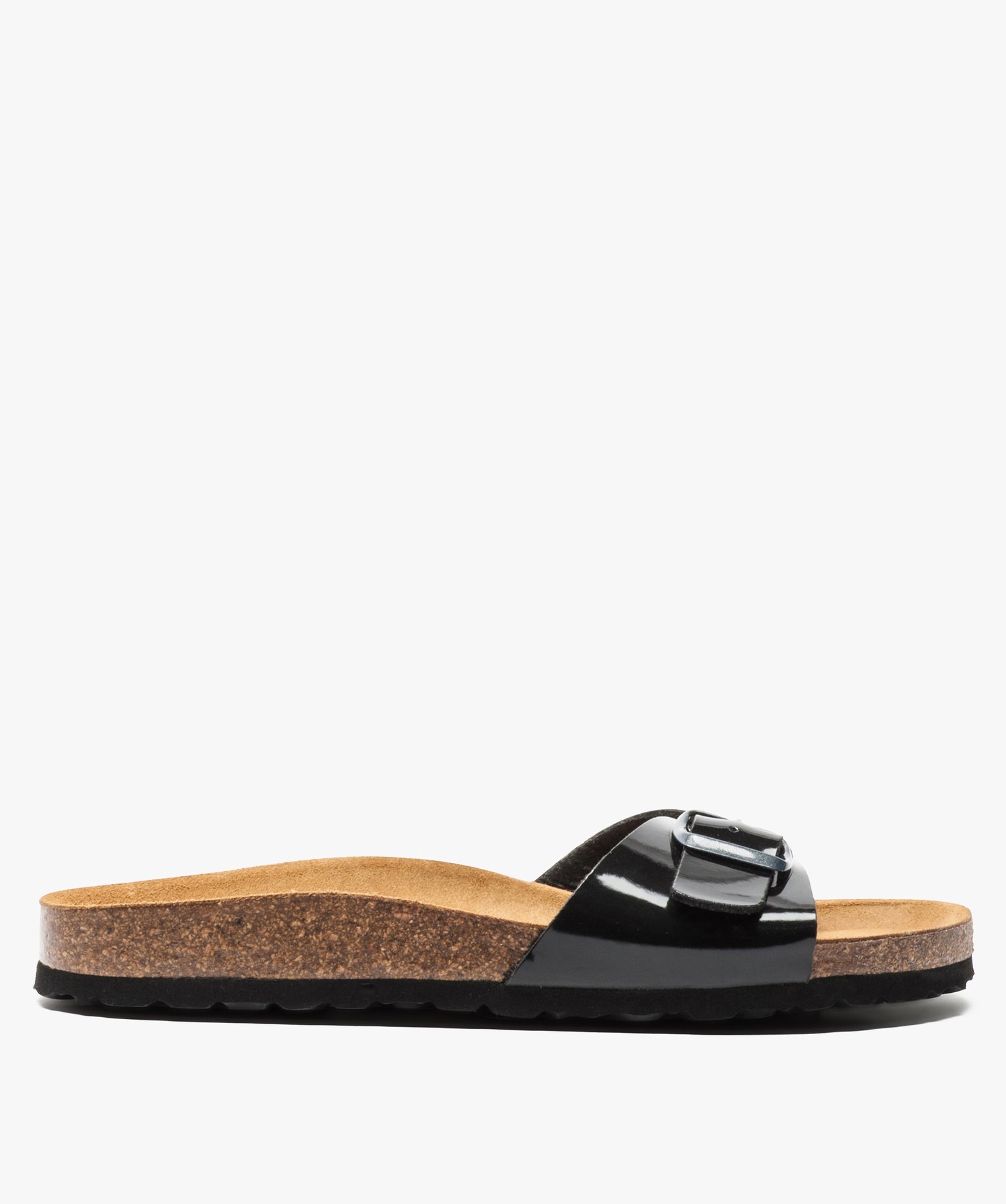 Mules femme à talon plat et large bride ajustable noir | GEMO