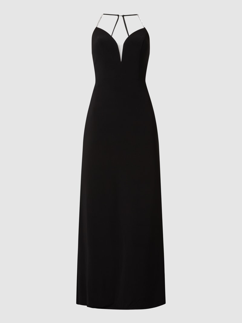 Abendkleid mit Strasssteinen in schwarz