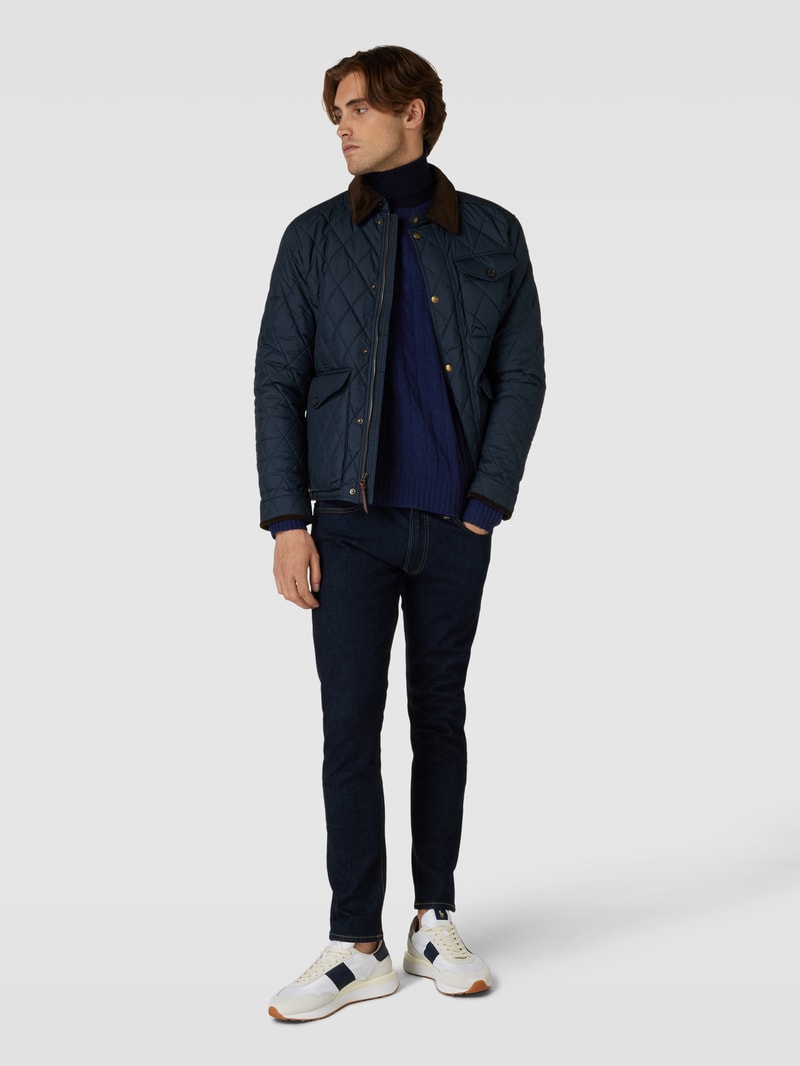 Kaschmirpullover mit Zopfmuster in marineblau