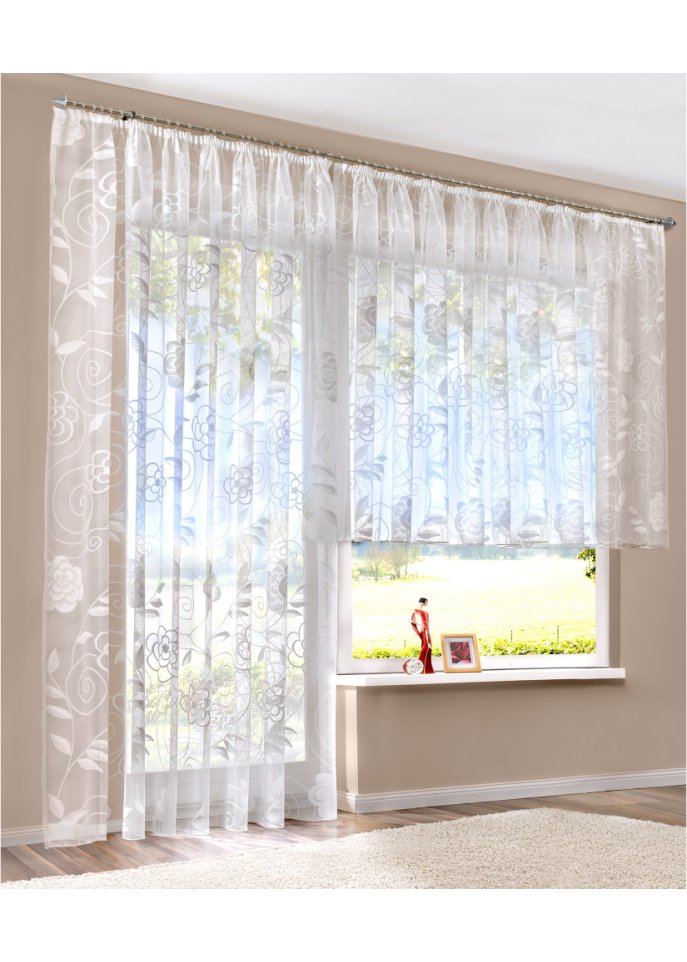 Jacquard Gardine mit Blumen