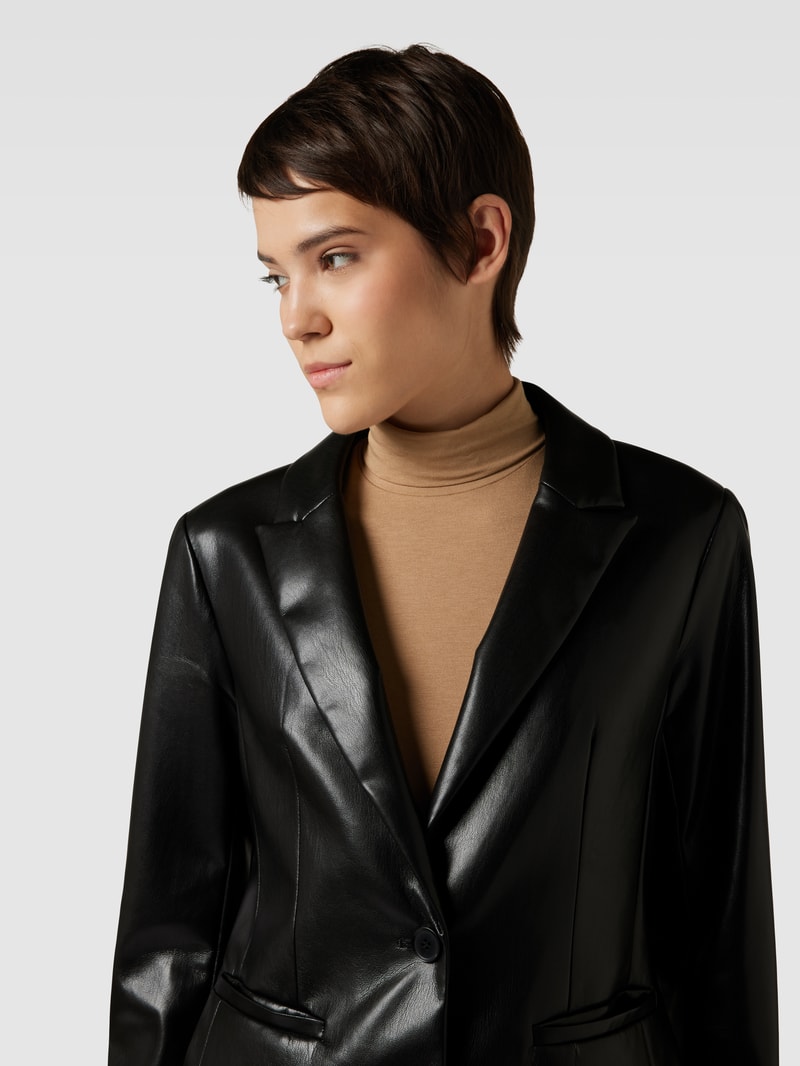 Blazer in Leder-Optik in schwarz