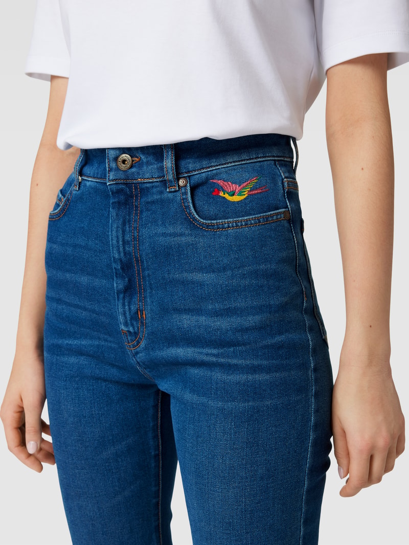 Jeans mit Motiv-Stitching Modell 'BEATI' in jeans
