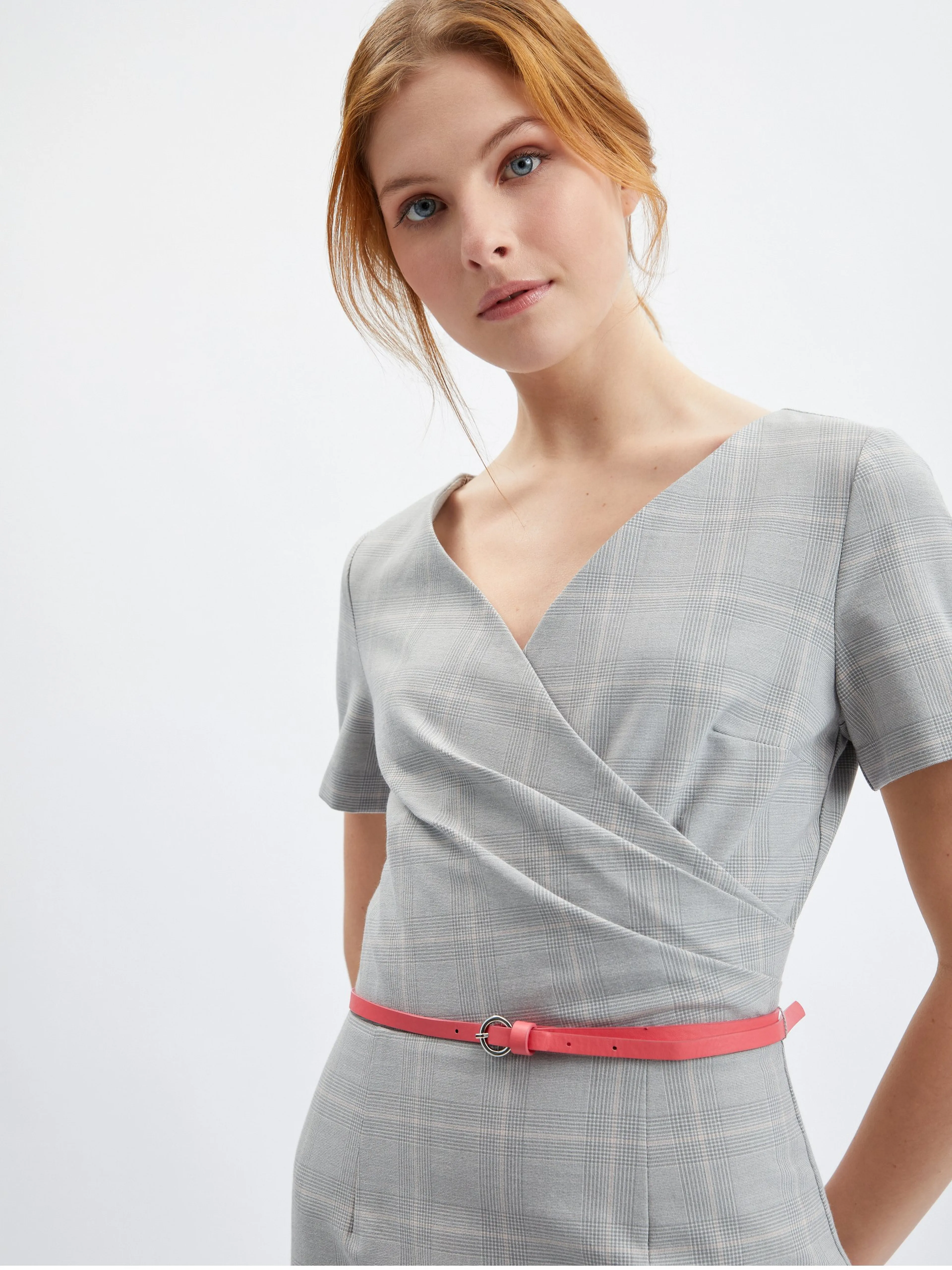 Grau kariertes Damen-Kleid ORSAY