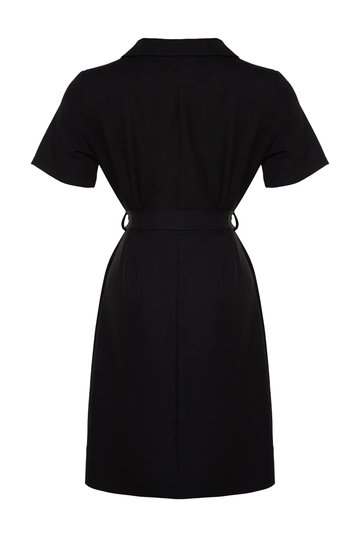 Trendyol Curve  Schwarzes gewebtes Hemdblusenkleid mit Gürtel TBBSS22AH0079