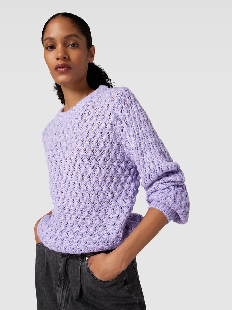 Strickpullover mit Grobstrick Modell 'Betias' in flieder meliert