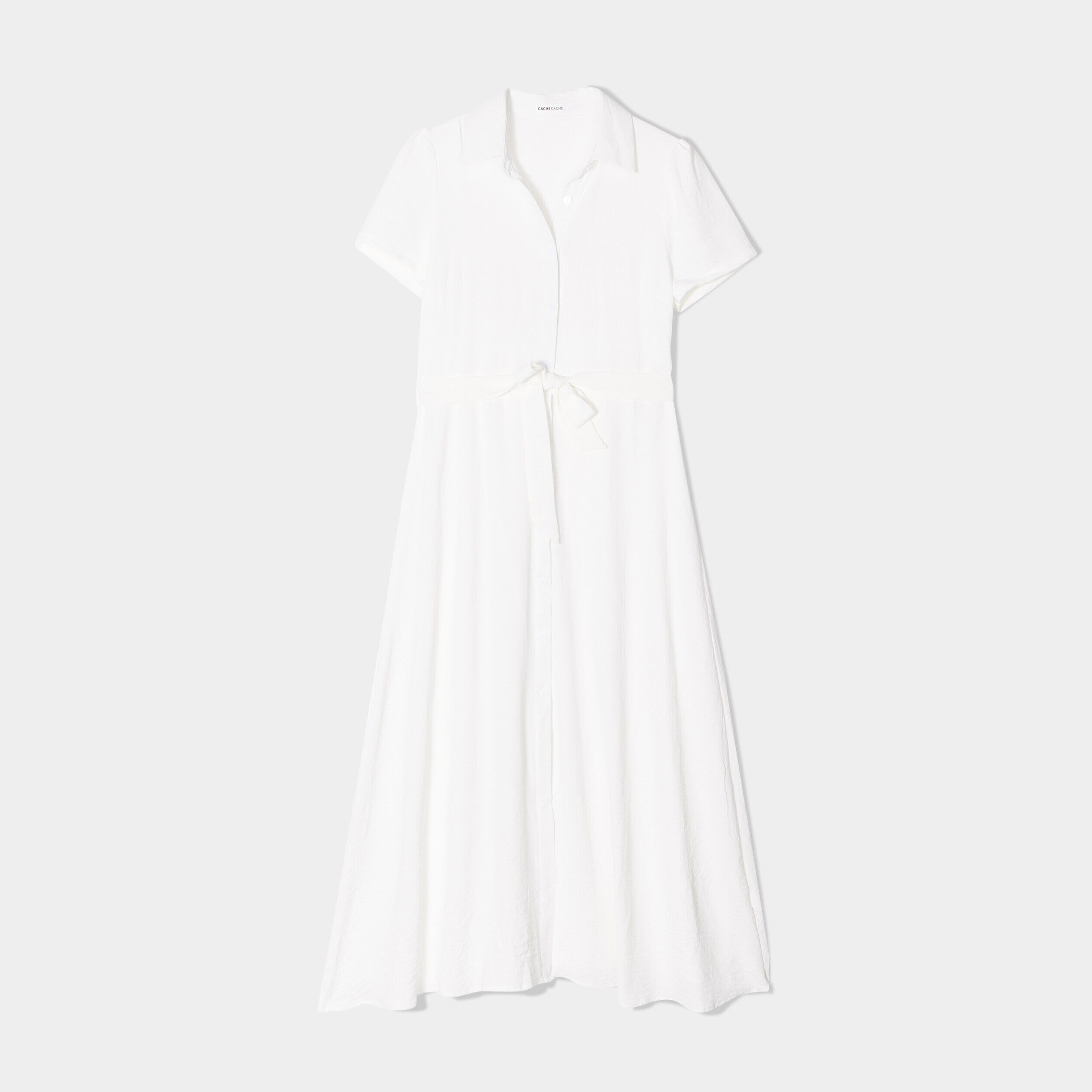 Robe chemise midi droite ecru femme | Cache Cache