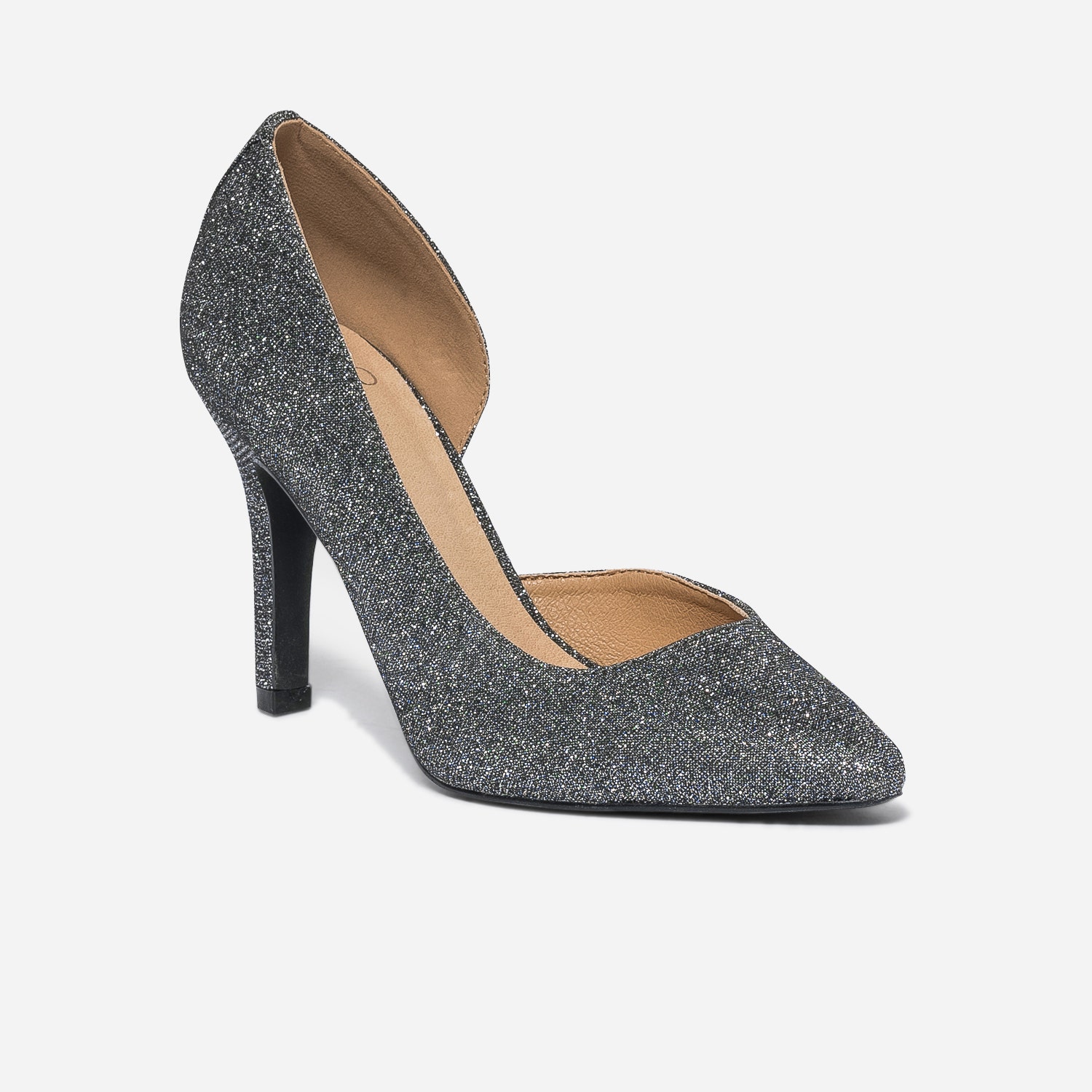 Stiletto TEXTO gris pailleté