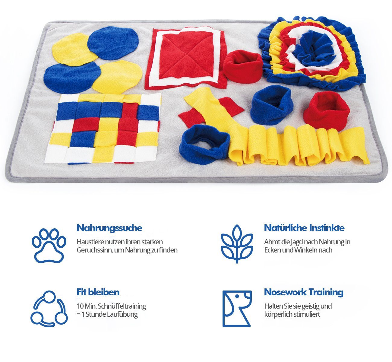 Homewit Hundematte Schnüffelteppich für Hunde 70x50cm Matte Hundespielzeug, Riechen rutschfest Hunde Intelligenzspielzeug