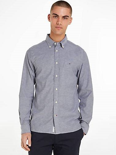 TOMMY HILFIGER Herren Hemd Regular Fit Langarm CORE 1985 FLEX OXFORD