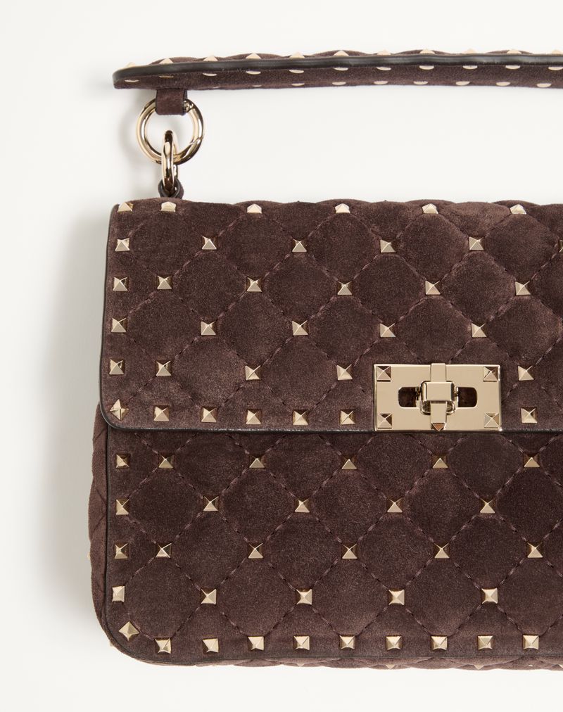 Valentino Garavani Bolsa Rockstud Spike Média Camurça