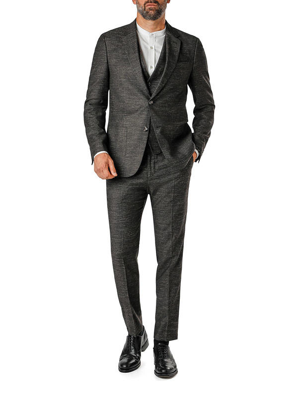 Strellson, Anzug mit Weste, Slim Fit, Wolle, braun meliert