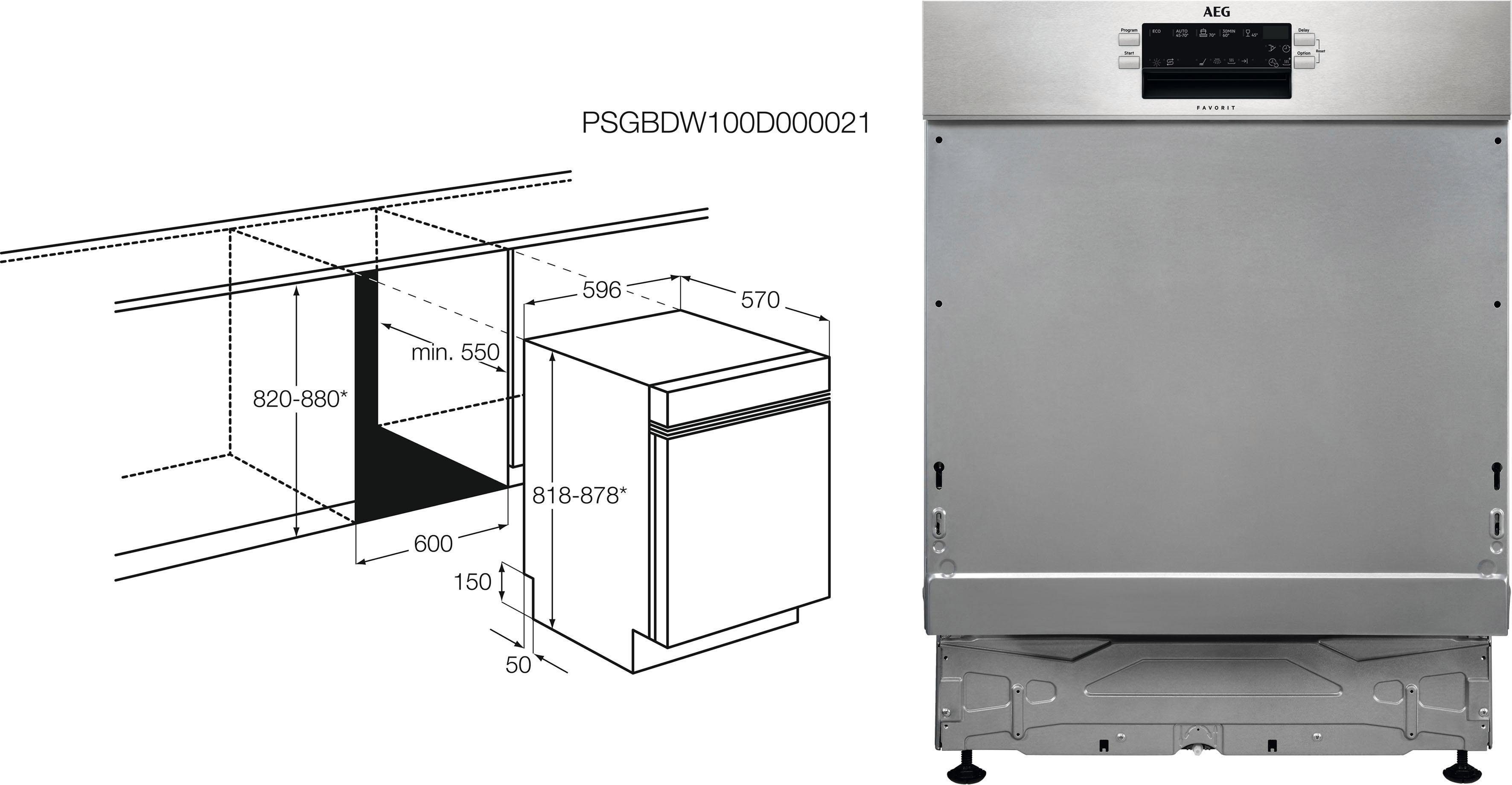 AEG Unterbaugeschirrspüler, FUE53610ZM, 13 Maßgedecke, mit AirDry - Technologie