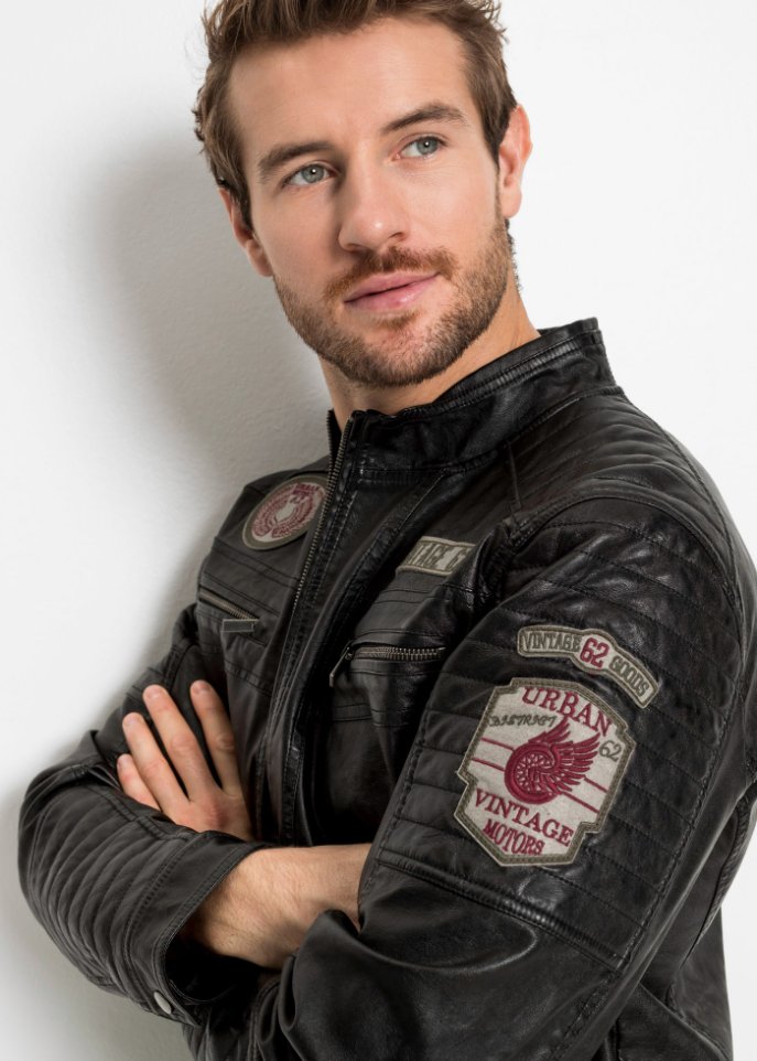 Lederimitat-Jacke