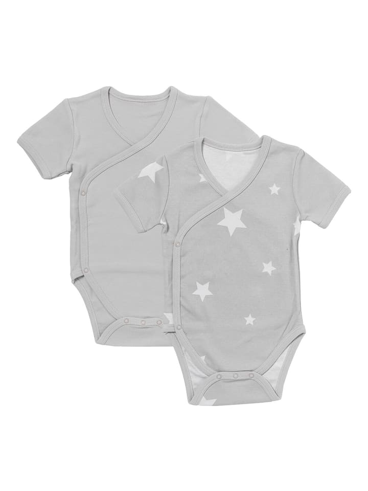 Schlummersack Bio Baby-Wickelbodys kurzarm 2er-Pack in Grau günstig kaufen 92