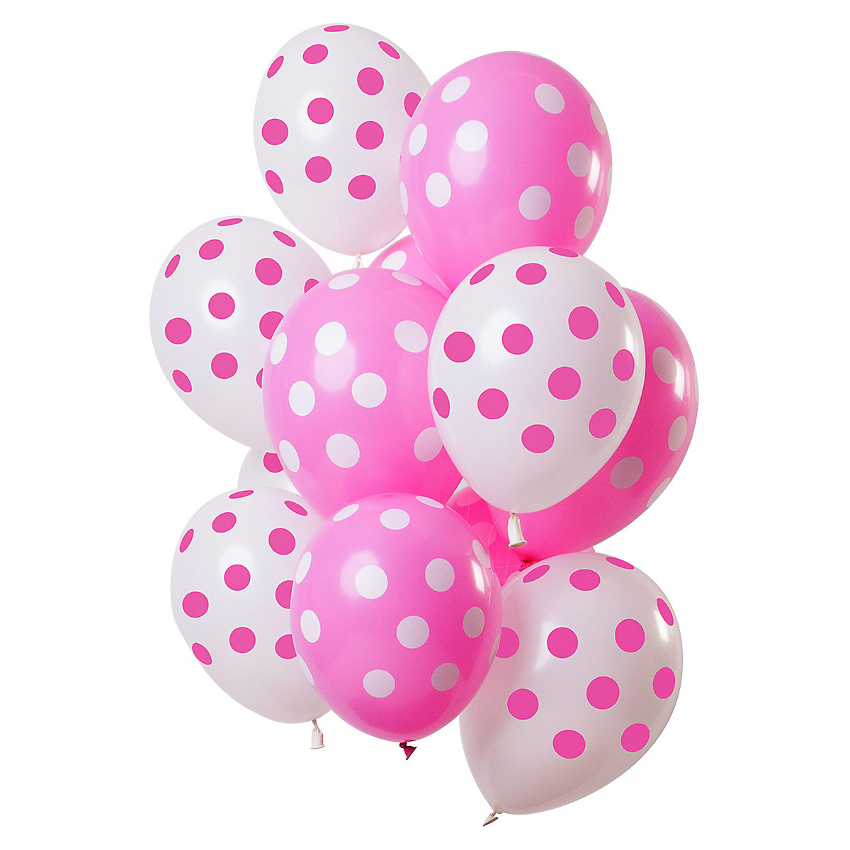 Luftballons Punkte pink/weiß 30 cm, 12 Stück